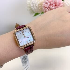 Fossil BQ3919 Colleen Three-Hand Red Leather Watch